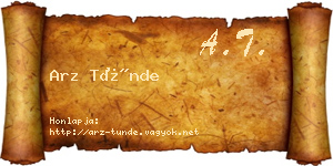 Arz Tünde névjegykártya